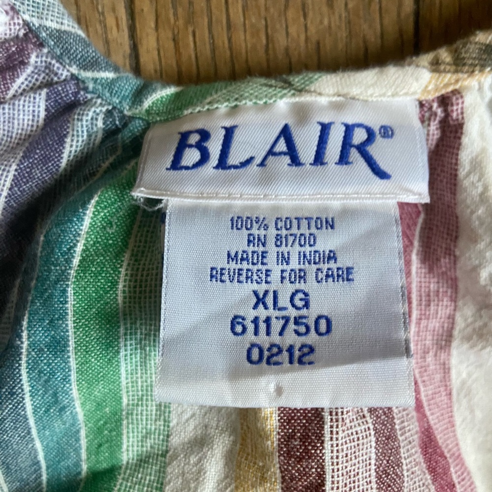 Blair Multi-Striped Cotton Top in Green, Teal, Pink, Cream, Brown
